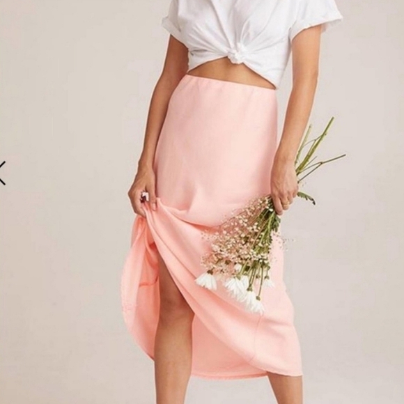 Cloth & Stone X Anthropologie Boho Tencel Wrap Maxi Skirt Pink Size XS Basic - Picture 1 of 15